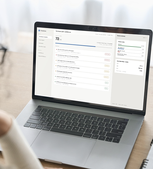Laptop showing SEO audit analysis