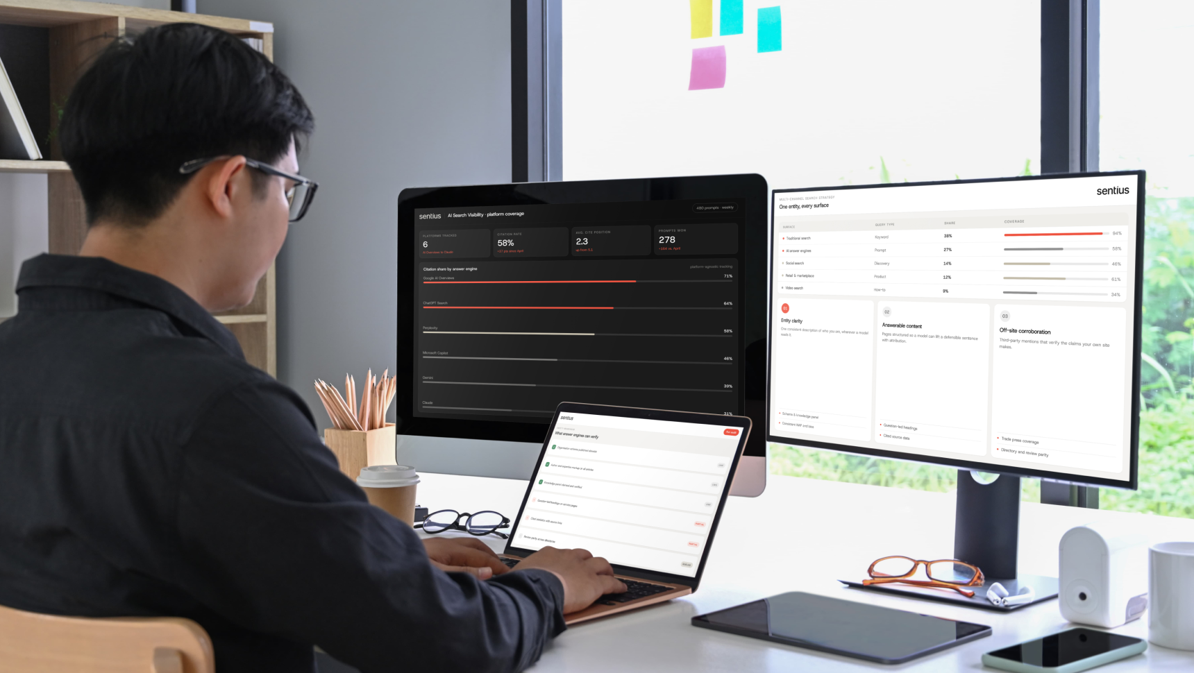 Digital strategist planning a cross-platform AI search optimisation strategy