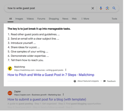 Traditional Feature Snippet